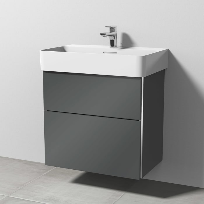 Sanipa 3way Waschtischunterbau für Keramik-Waschtisch Val 65 cm, 2 Auszüge mit Griffleisten
