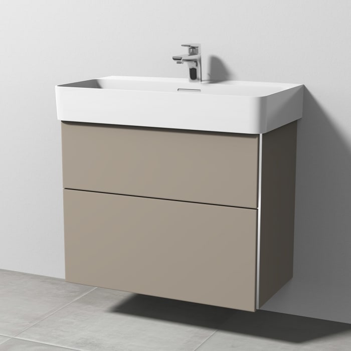 Sanipa 3way Waschtischunterbau für Keramik-Waschtisch Val 75 cm, 2 Auszüge mit Griffleisten