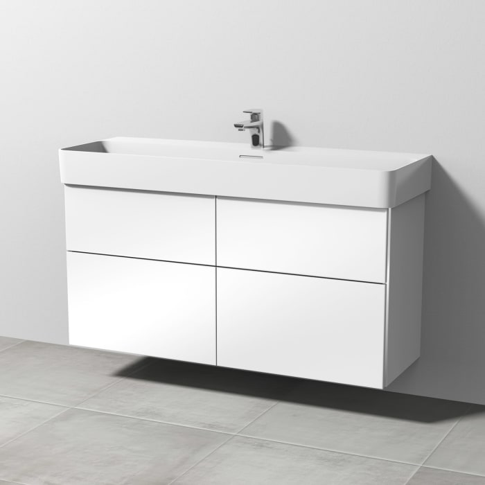 Sanipa 3way Waschtischunterbau für Keramik-Waschtisch Val 120 cm, 4 Auszüge mit Griffleisten