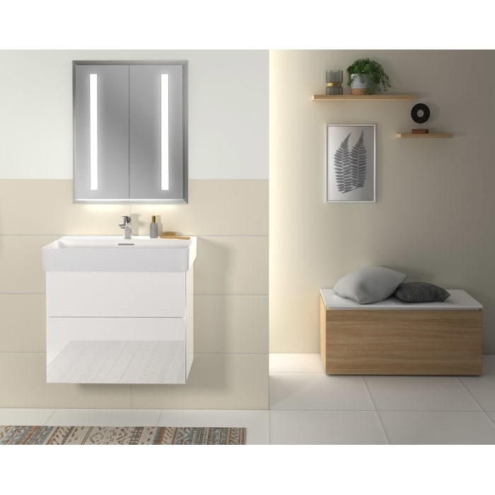 Sanipa 3way Waschtischunterbau für Keramik-Waschtisch Val 75 cm, 2 Auszüge mit Griffleisten