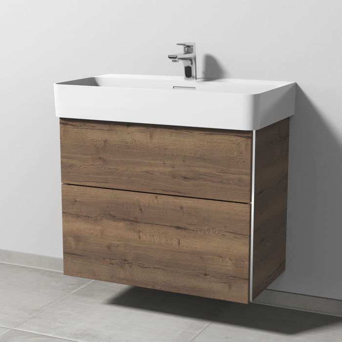 Sanipa 3way Waschtischunterbau für Keramik-Waschtisch Val 75 cm, 2 Auszüge mit Griffleisten