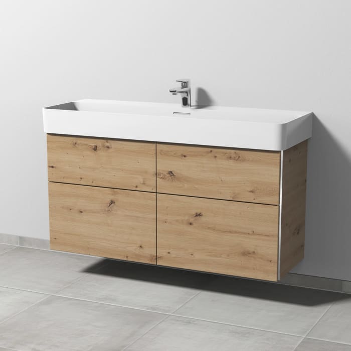 Sanipa 3way Waschtischunterbau für Keramik-Waschtisch Val 120 cm, 4 Auszüge mit Griffleisten