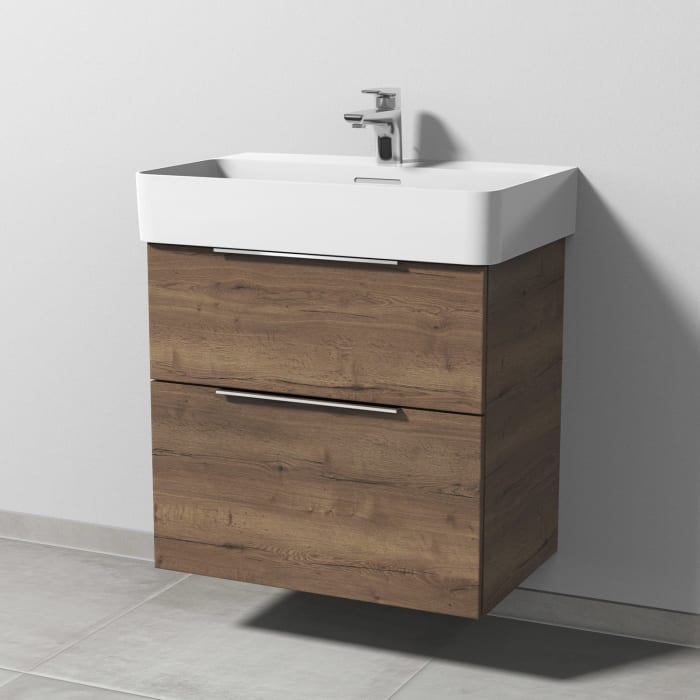 Sanipa 3way Waschtischunterbau für Keramik-Waschtisch Val 65 cm, 2 Auszüge mit Aufsatzgriff