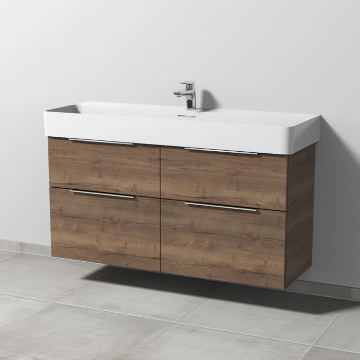 Sanipa 3way Waschtischunterbau für Keramik-Waschtisch Val 120 cm, 4 Auszüge mit Aufsatzgriff