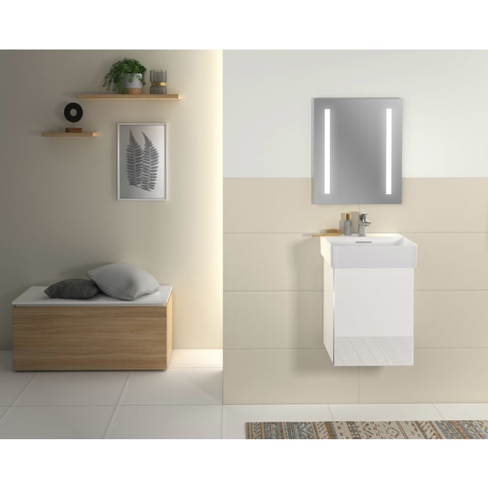 Sanipa 3way Waschtischunterbau für Keramik-Waschtisch Val 45 cm, 1 Tür, Anschlag rechts, mit Griffleiste