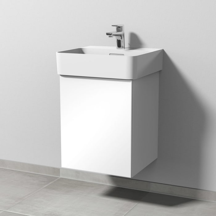 Sanipa 3way Waschtischunterbau für Keramik-Waschtisch Val 45 cm, 1 Tür, Anschlag links, mit Push to open