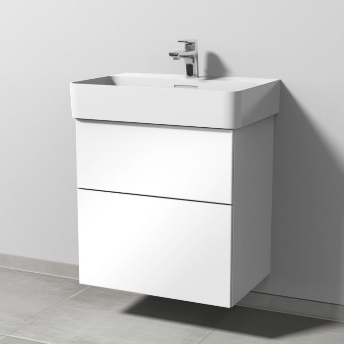 Sanipa 3way Waschtischunterbau für Keramik-Waschtisch Val 60 cm, 2 Auszüge mit Push to open