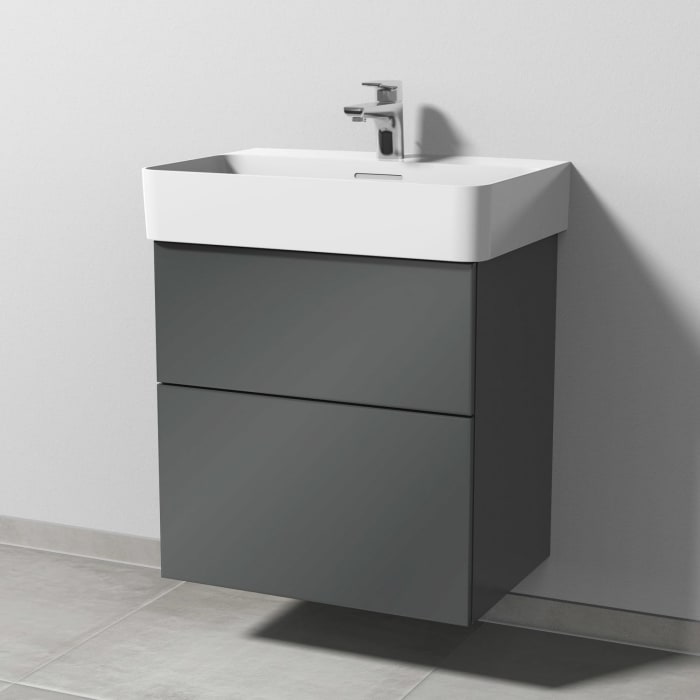 Sanipa 3way Waschtischunterbau für Keramik-Waschtisch Val 60 cm, 2 Auszüge mit Push to open