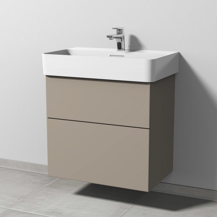 Sanipa 3way Waschtischunterbau für Keramik-Waschtisch Val 65 cm, 2 Auszüge mit Push to open