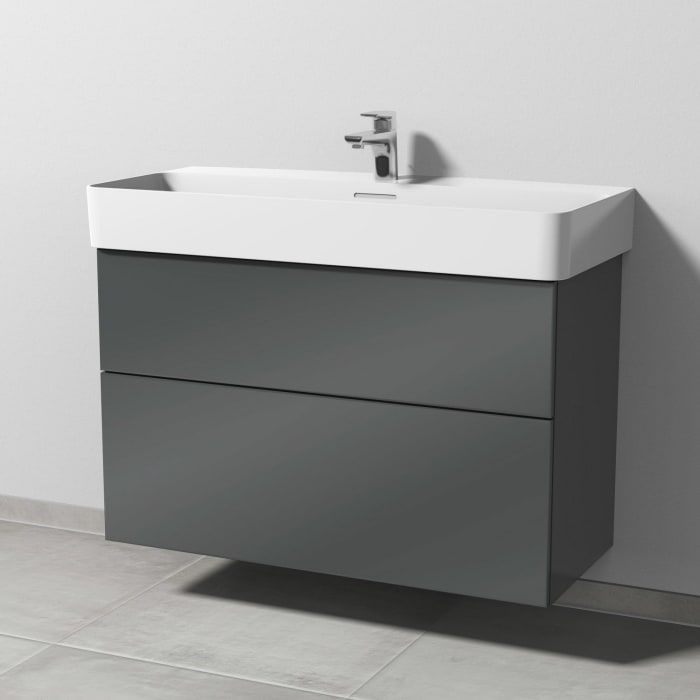 Sanipa 3way Waschtischunterbau für Keramik-Waschtisch Val 95 cm, 2 Auszüge mit Push to open