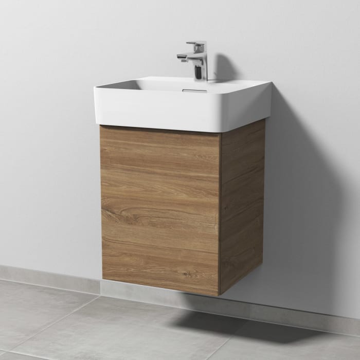 Sanipa 3way Waschtischunterbau für Keramik-Waschtisch Val 45 cm, 1 Tür, Anschlag links, mit Push to open