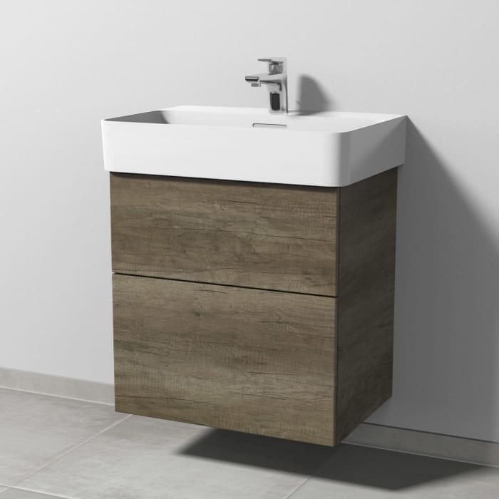 Sanipa 3way Waschtischunterbau für Keramik-Waschtisch Val 60 cm, 2 Auszüge mit Push to open