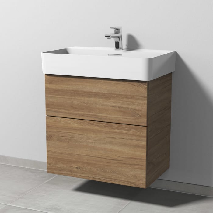 Sanipa 3way Waschtischunterbau für Keramik-Waschtisch Val 65 cm, 2 Auszüge mit Push to open