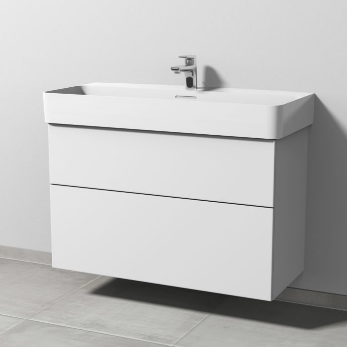 Sanipa 3way Waschtischunterbau für Keramik-Waschtisch Val 95 cm, 2 Auszüge mit Push to open