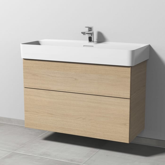 Sanipa 3way Waschtischunterbau für Keramik-Waschtisch Val 95 cm, 2 Auszüge mit Push to open