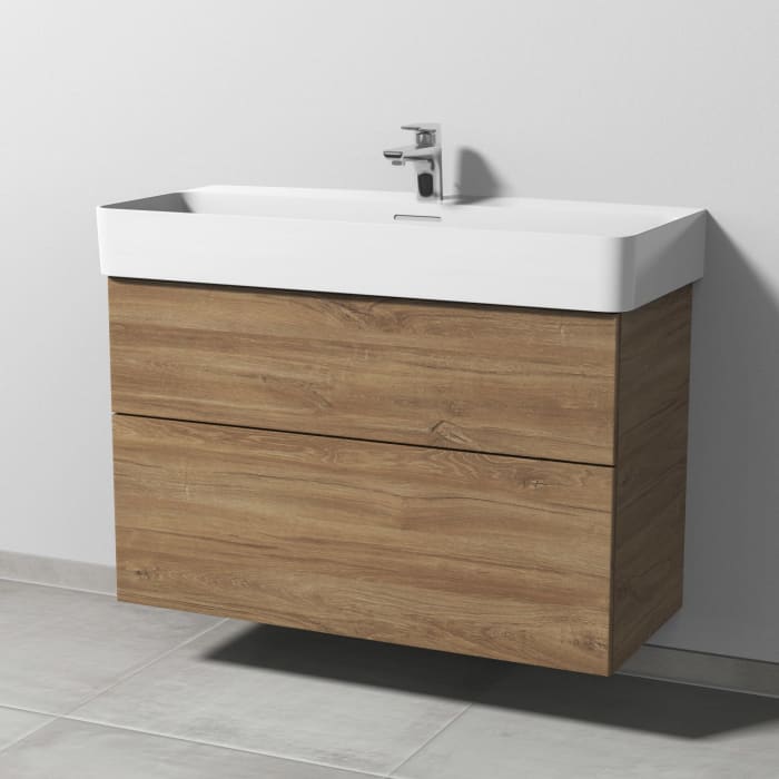 Sanipa 3way Waschtischunterbau für Keramik-Waschtisch Val 95 cm, 2 Auszüge mit Push to open