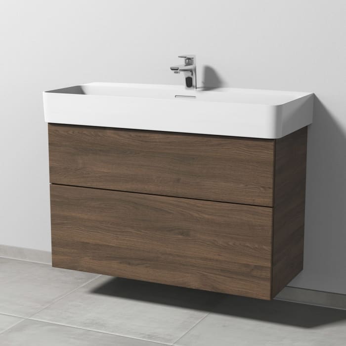 Sanipa 3way Waschtischunterbau für Keramik-Waschtisch Val 95 cm, 2 Auszüge mit Push to open