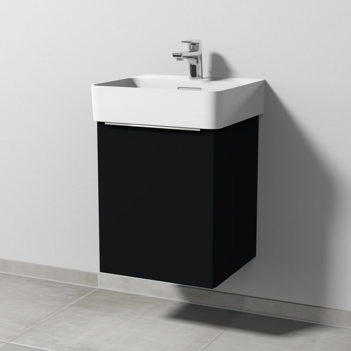 Sanipa 3way Waschtischunterbau für Keramik-Waschtisch Val 45 cm, 1 Tür, Anschlag links, mit Aufsatzgriff