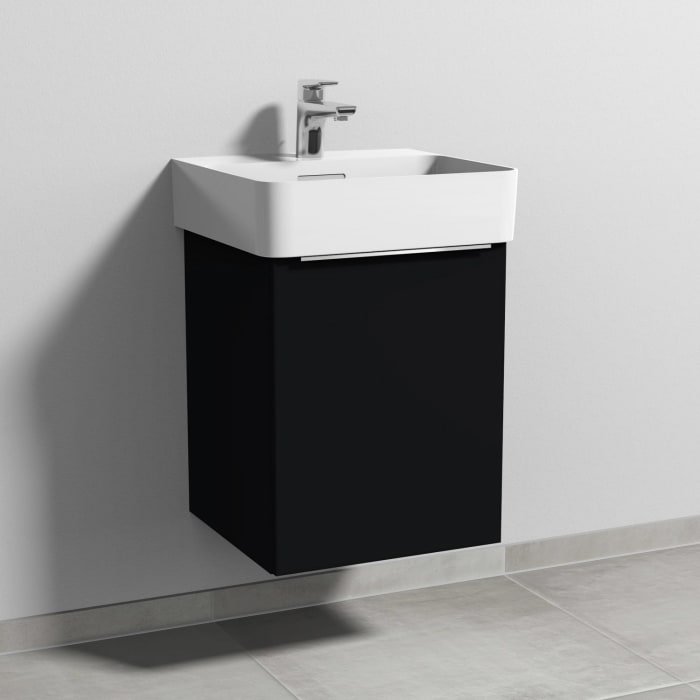 Sanipa 3way Waschtischunterbau für Keramik-Waschtisch Val 45 cm, 1 Tür, Anschlag rechts, mit Aufsatzgriff