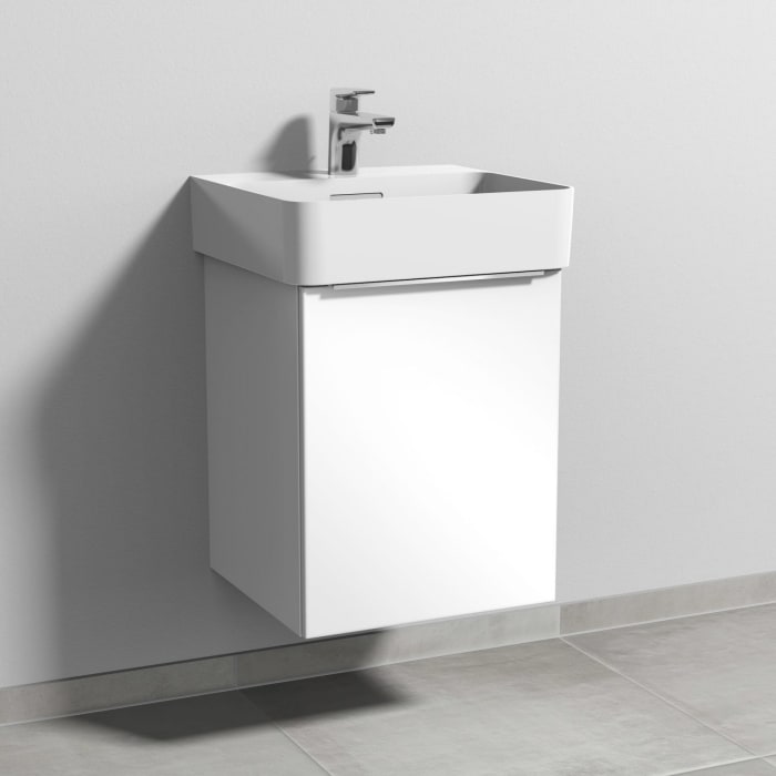 Sanipa 3way Waschtischunterbau für Keramik-Waschtisch Val 45 cm, 1 Tür, Anschlag rechts, mit Aufsatzgriff