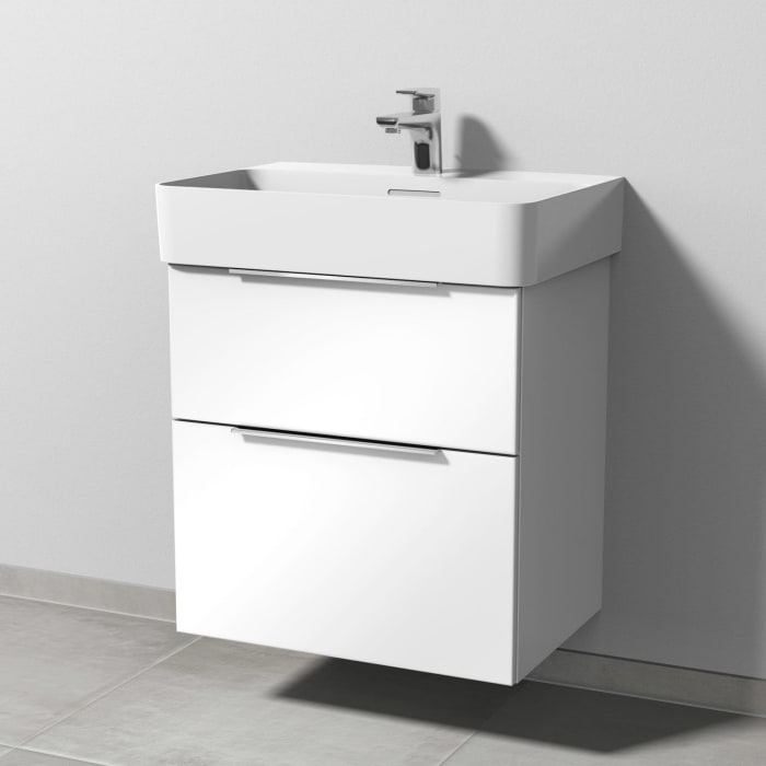 Sanipa 3way Waschtischunterbau für Keramik-Waschtisch Val 60 cm, 2 Auszüge mit Aufsatzgriff