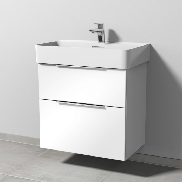 Sanipa 3way Waschtischunterbau für Keramik-Waschtisch Val 65 cm, 2 Auszüge mit Aufsatzgriff