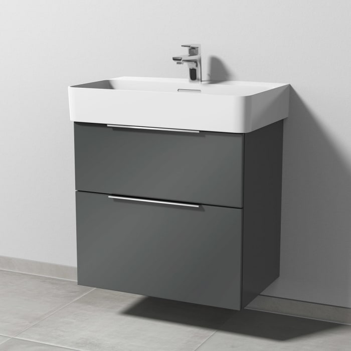 Sanipa 3way Waschtischunterbau für Keramik-Waschtisch Val 65 cm, 2 Auszüge mit Aufsatzgriff