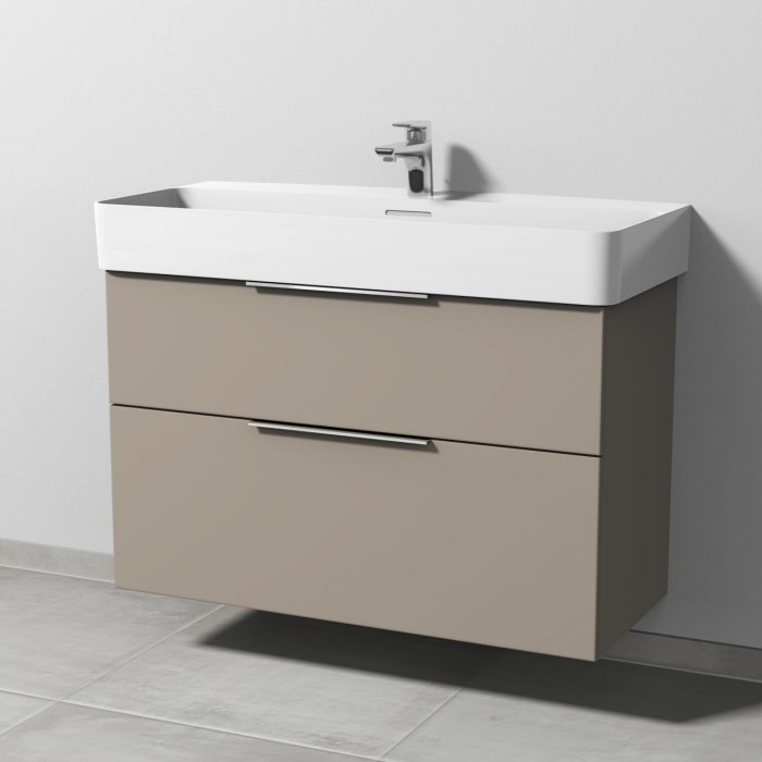 Sanipa 3way Waschtischunterbau für Keramik-Waschtisch Val 95 cm, 2 Auszüge mit Aufsatzgriff