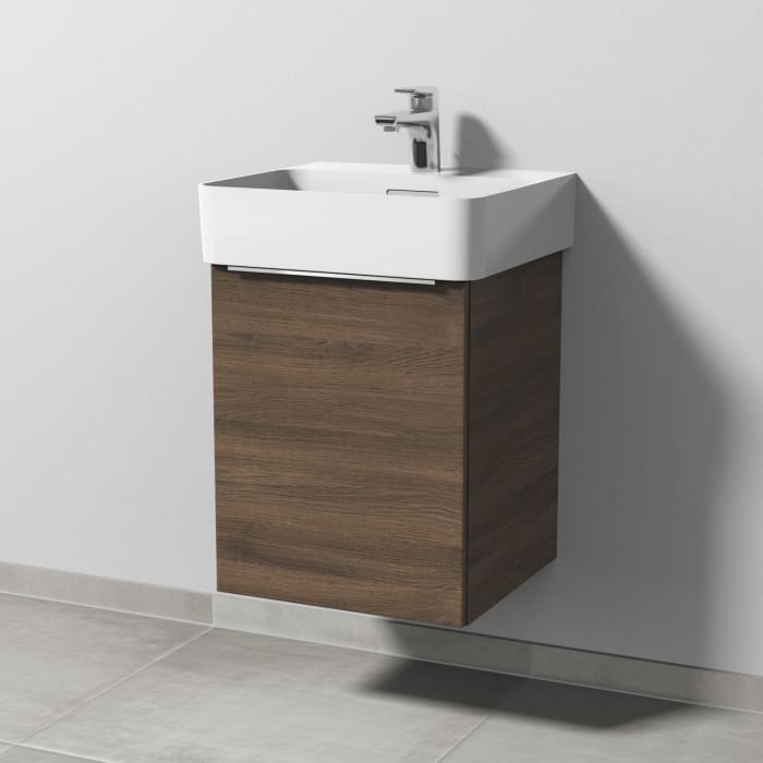 Sanipa 3way Waschtischunterbau für Keramik-Waschtisch Val 45 cm, 1 Tür, Anschlag links, mit Aufsatzgriff