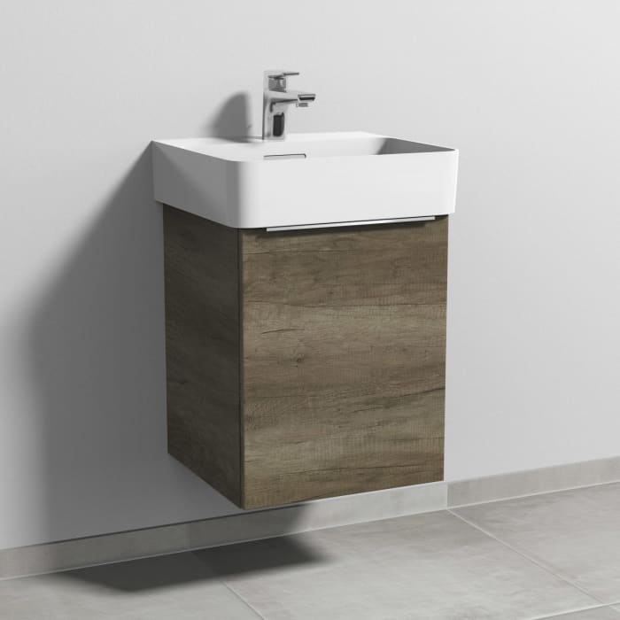 Sanipa 3way Waschtischunterbau für Keramik-Waschtisch Val 45 cm, 1 Tür, Anschlag rechts, mit Aufsatzgriff