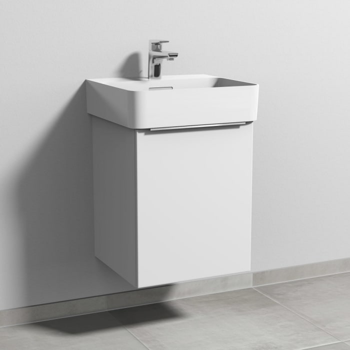 Sanipa 3way Waschtischunterbau für Keramik-Waschtisch Val 45 cm, 1 Tür, Anschlag rechts, mit Aufsatzgriff