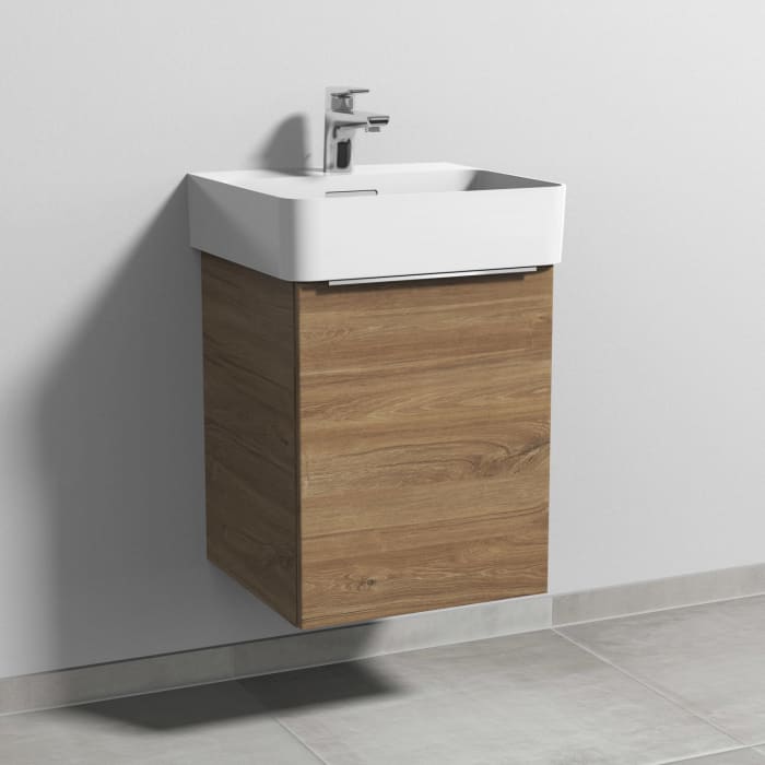 Sanipa 3way Waschtischunterbau für Keramik-Waschtisch Val 45 cm, 1 Tür, Anschlag rechts, mit Aufsatzgriff