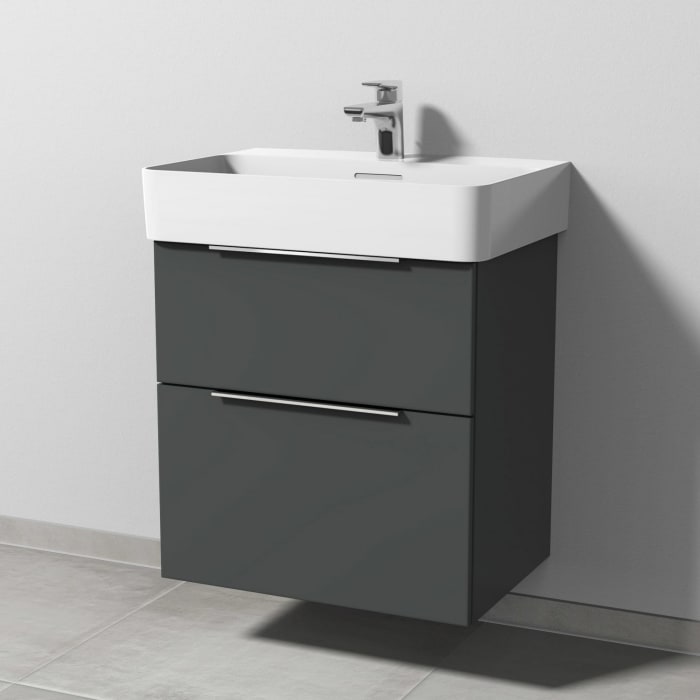 Sanipa 3way Waschtischunterbau für Keramik-Waschtisch Val 60 cm, 2 Auszüge mit Aufsatzgriff