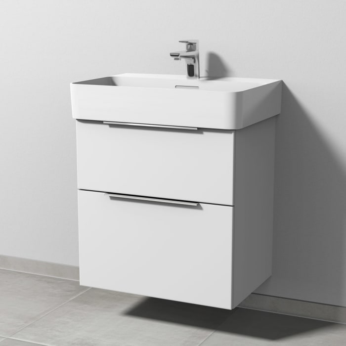 Sanipa 3way Waschtischunterbau für Keramik-Waschtisch Val 60 cm, 2 Auszüge mit Aufsatzgriff