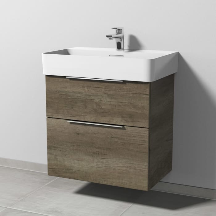 Sanipa 3way Waschtischunterbau für Keramik-Waschtisch Val 65 cm, 2 Auszüge mit Aufsatzgriff