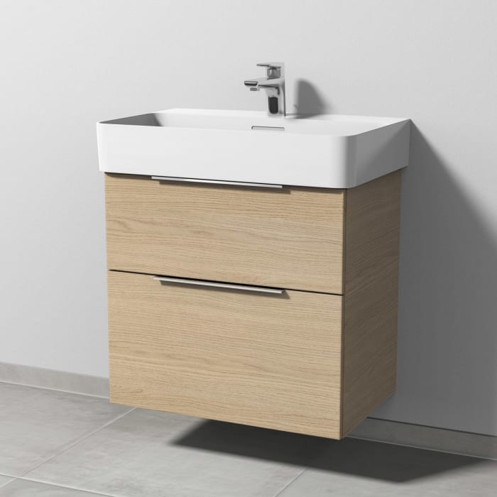 Sanipa 3way Waschtischunterbau für Keramik-Waschtisch Val 65 cm, 2 Auszüge mit Aufsatzgriff