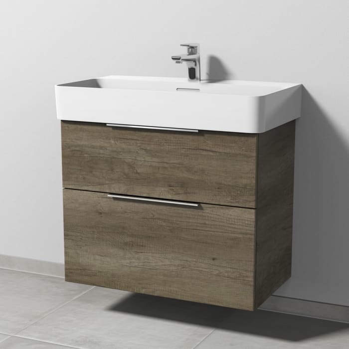 Sanipa 3way Waschtischunterbau für Keramik-Waschtisch Val 75 cm, 2 Auszüge mit Aufsatzgriff