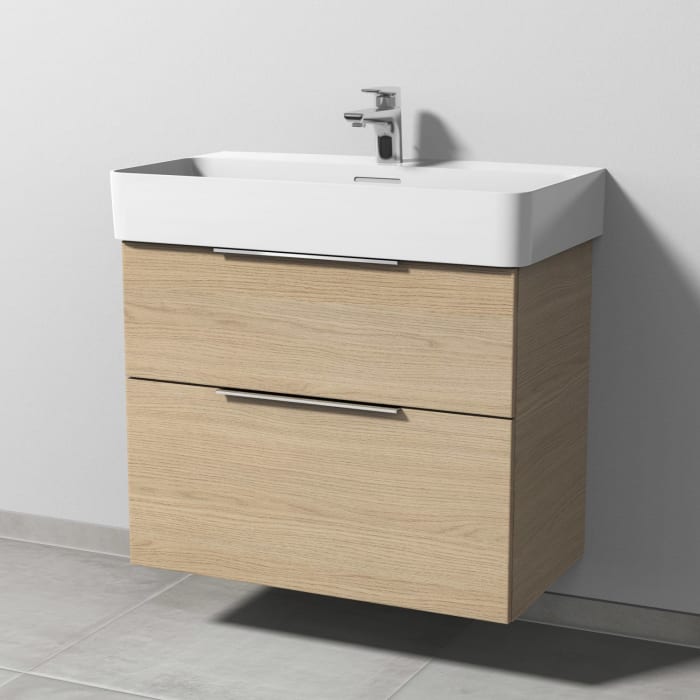 Sanipa 3way Waschtischunterbau für Keramik-Waschtisch Val 75 cm, 2 Auszüge mit Aufsatzgriff
