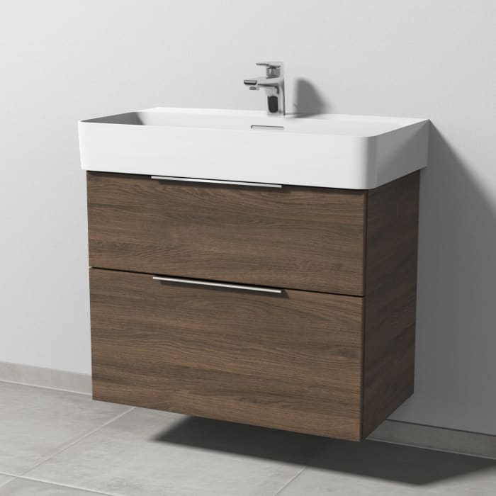 Sanipa 3way Waschtischunterbau für Keramik-Waschtisch Val 75 cm, 2 Auszüge mit Aufsatzgriff