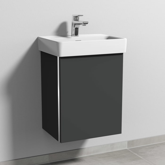 Sanipa 3way Waschtischunterbau für Keramik-Waschtisch Pro S 45 cm, 1 Tür, Anschlag rechts, mit Griffleiste