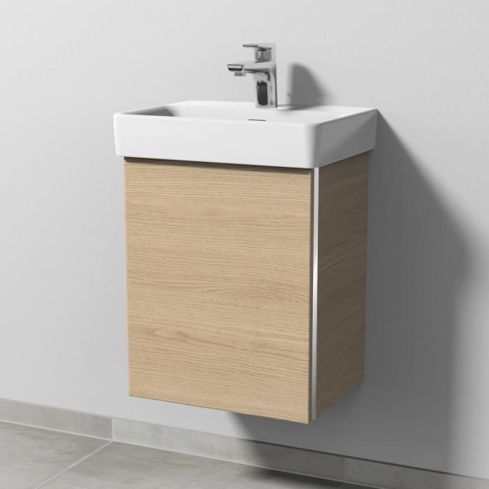 Sanipa 3way Waschtischunterbau für Keramik-Waschtisch Pro S 45 cm, 1 Tür, Anschlag links, mit Griffleiste