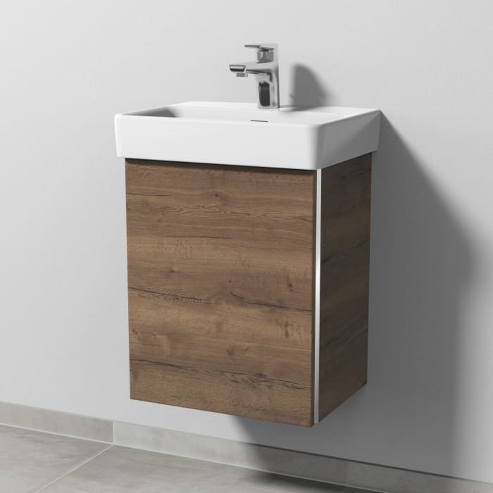 Sanipa 3way Waschtischunterbau für Keramik-Waschtisch Pro S 45 cm, 1 Tür, Anschlag links, mit Griffleiste