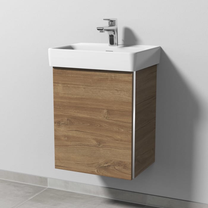 Sanipa 3way Waschtischunterbau für Keramik-Waschtisch Pro S 45 cm, 1 Tür, Anschlag links, mit Griffleiste