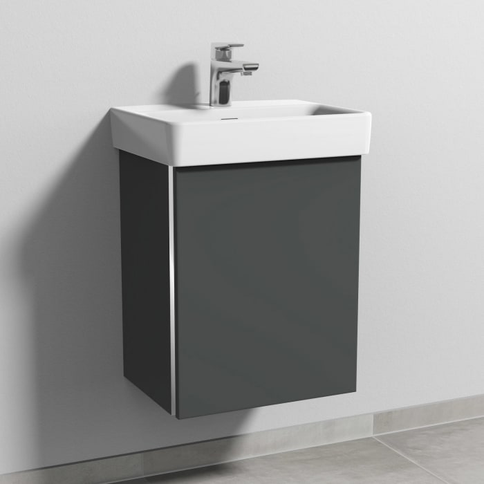 Sanipa 3way Waschtischunterbau für Keramik-Waschtisch Pro S 45 cm, 1 Tür, Anschlag rechts, mit Griffleiste