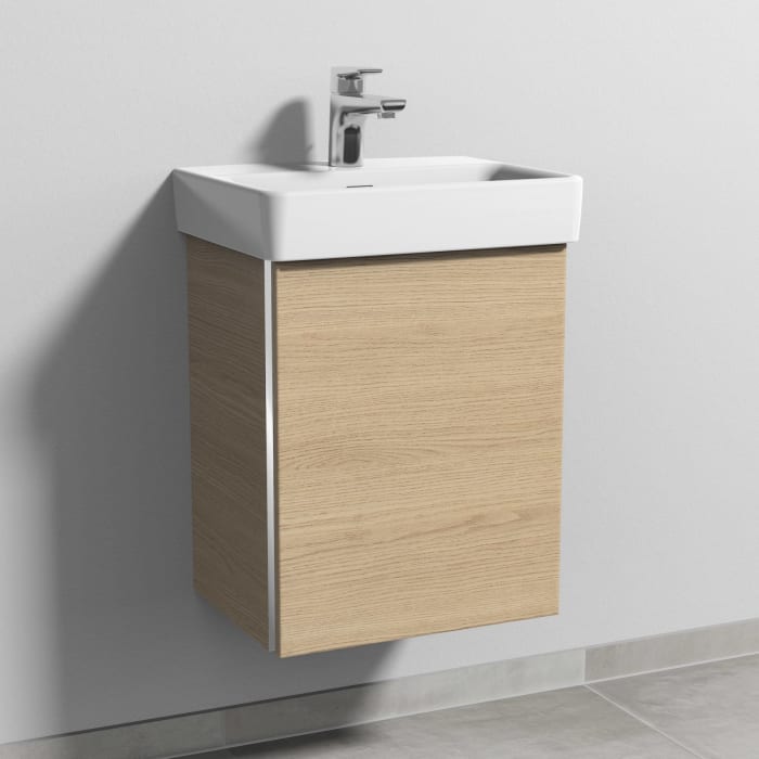 Sanipa 3way Waschtischunterbau für Keramik-Waschtisch Pro S 45 cm, 1 Tür, Anschlag rechts, mit Griffleiste