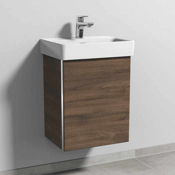 Sanipa 3way Waschtischunterbau für Keramik-Waschtisch Pro S 45 cm, 1 Tür, Anschlag rechts, mit Griffleiste