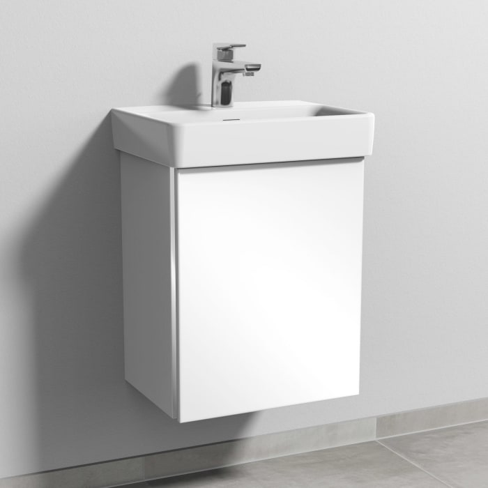 Sanipa 3way Waschtischunterbau für Keramik-Waschtisch Pro S 45 cm, 1 Tür, Anschlag rechts, mit Griffleiste