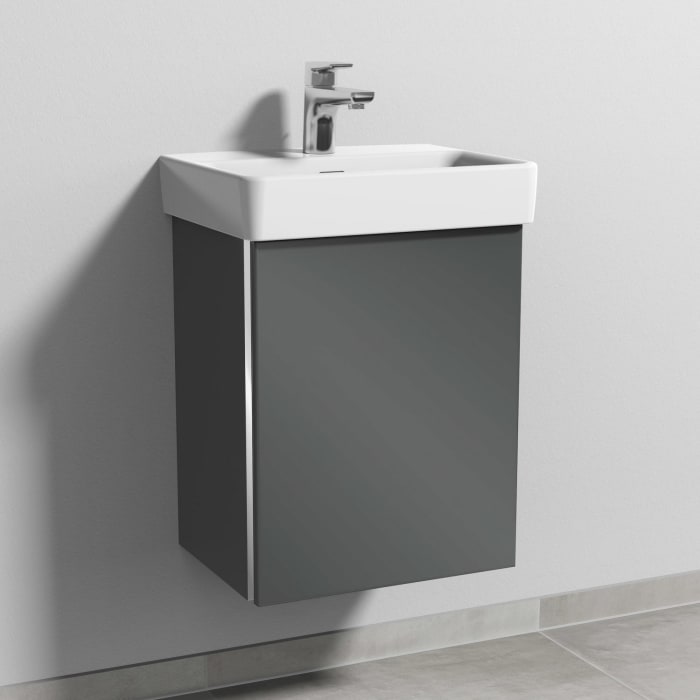 Sanipa 3way Waschtischunterbau für Keramik-Waschtisch Pro S 45 cm, 1 Tür, Anschlag rechts, mit Griffleiste