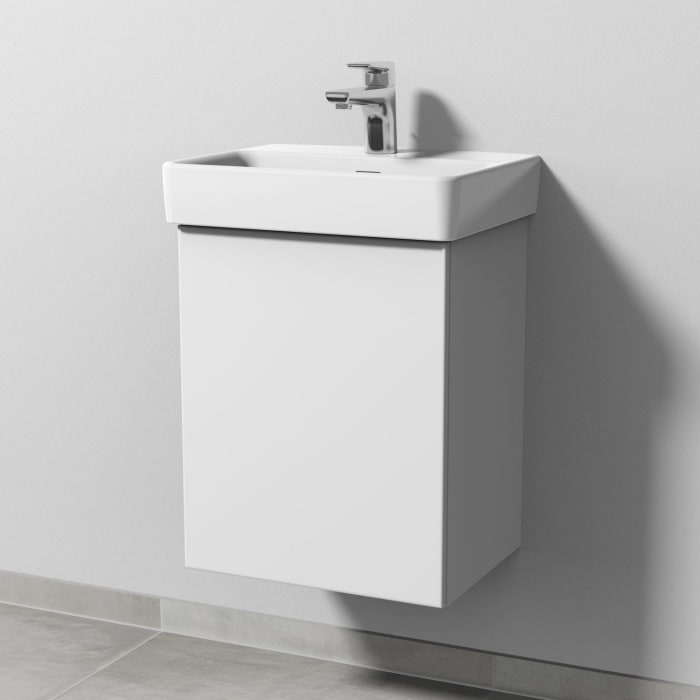 Sanipa 3way Waschtischunterbau für Keramik-Waschtisch Pro S 45 cm, 1 Tür, Anschlag links, mit Push to open