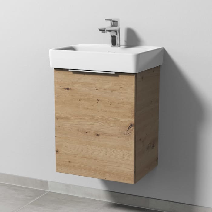 Sanipa 3way Waschtischunterbau für Keramik-Waschtisch Pro S 45 cm, 1 Tür, Anschlag links, mit Aufsatzgriff